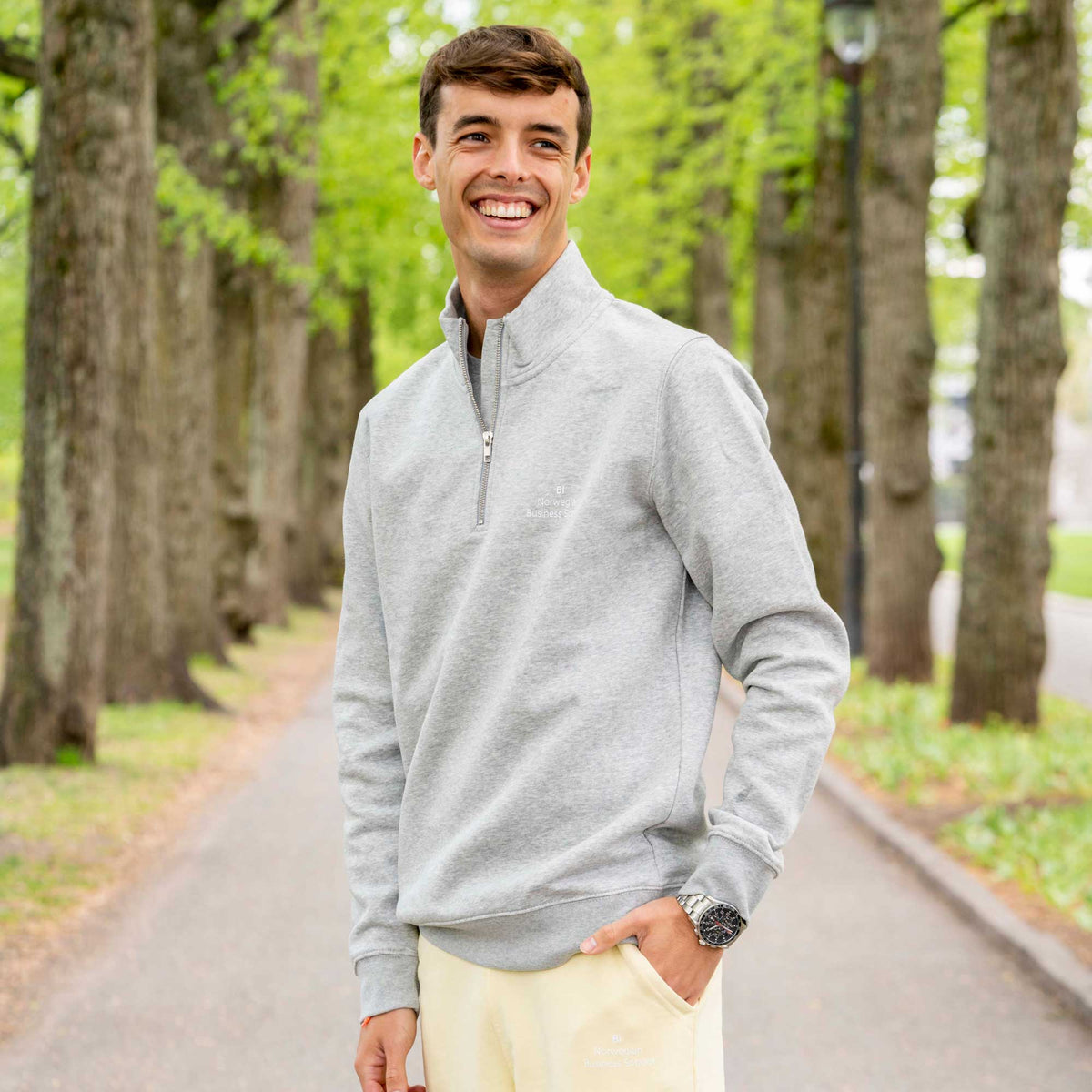 Grey mens quarter discount zip